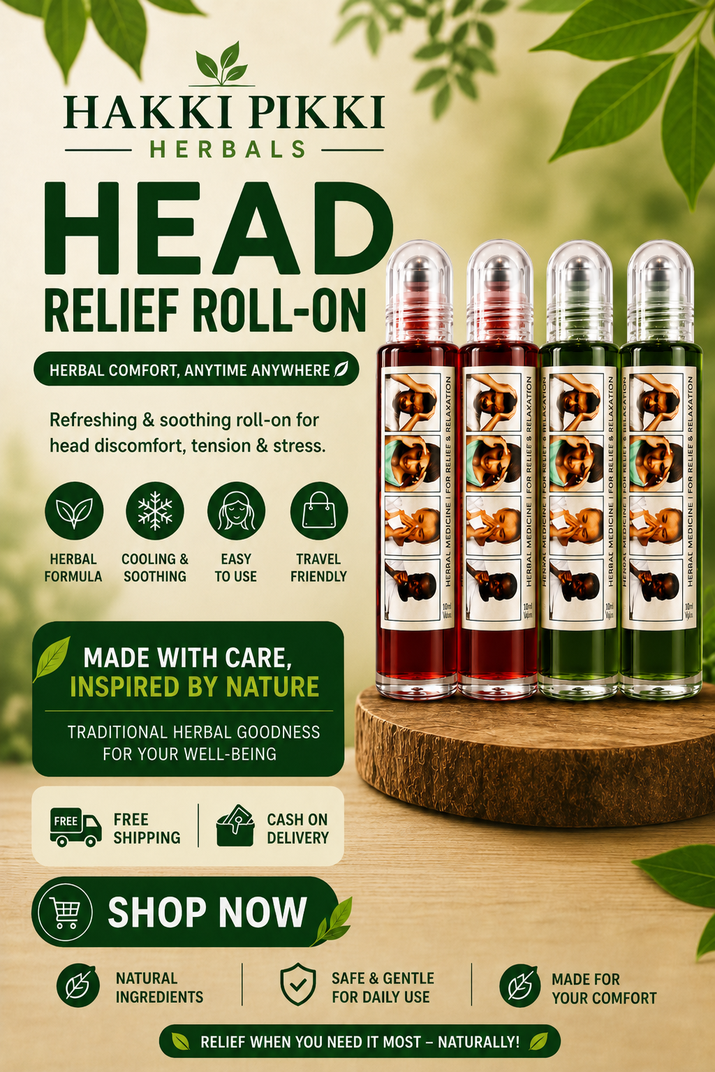HAKKI PIKKI  MIGRAINE CARE COOLING HAED RELIF ROLL